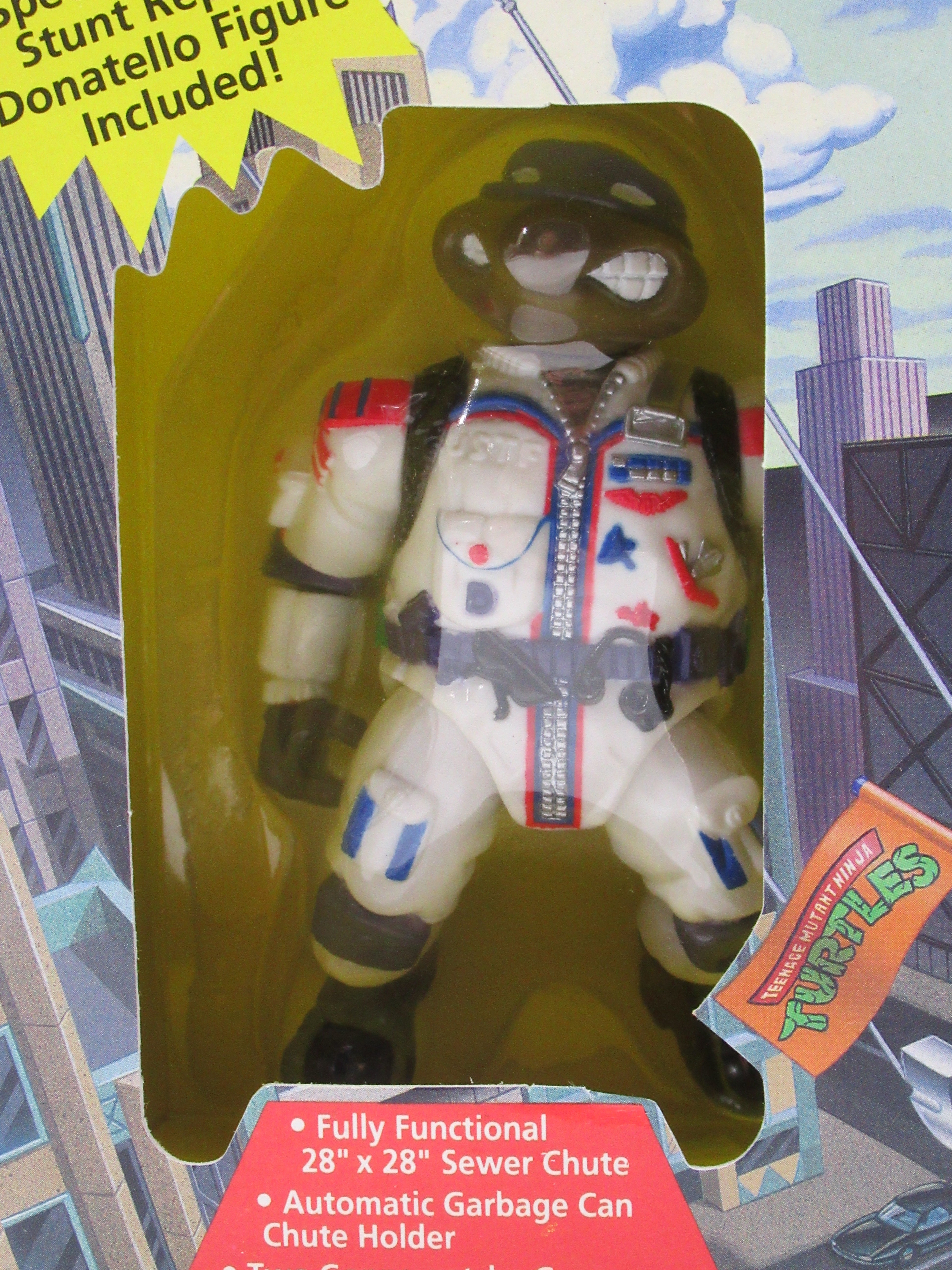 Teenage Mutant Ninja Turtles Don's Pizza-Powered Parachute 4.5" Figure Set TMNTs - Playmates (1992)